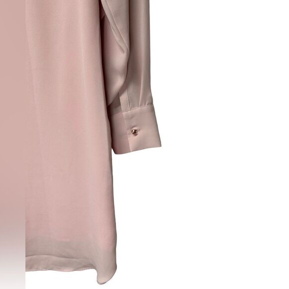 Banana Republic Blush Light Pink Ruffled Long Sleeve Flowy Mini Dress Cute Date - Picture 5 of 7